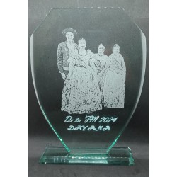 Trofeo escudo cristal grabado láser personalizado